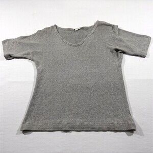 James Perse Gray Waffle Knit Thermal Short Sleeve Tee Women T-shirt Top Sz 1 S